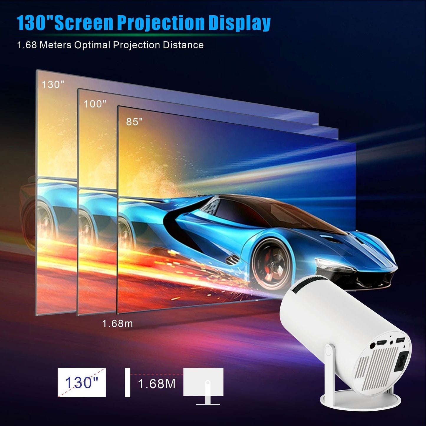 HY300 Pro Mini-Projektor – Tragbares Heimkino mit Android, WLAN & Bluetooth | Kompakter Beamer für Filme, Serien & Gaming