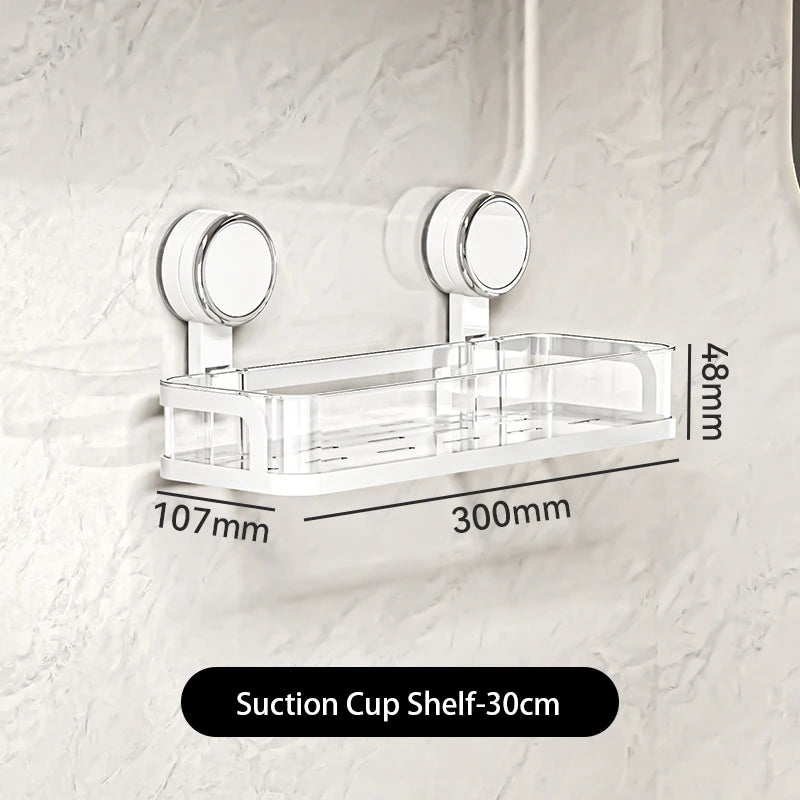 Bohrfreies Wandregal mit Saugnapf – Duschgel- & Kosmetikhalter für Bad, Küche & Waschraum