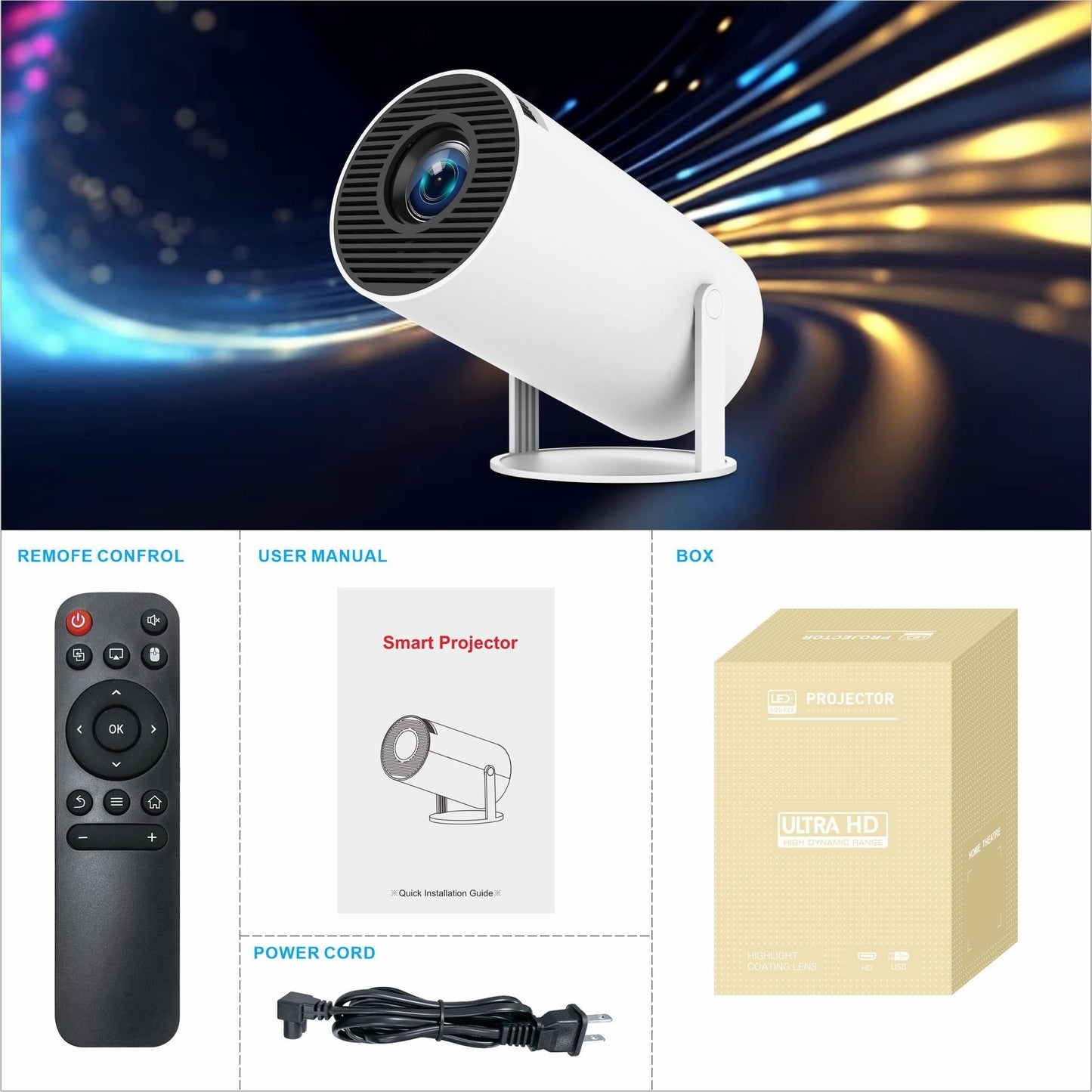 HY300 Pro Mini-Projektor – Tragbares Heimkino mit Android, WLAN & Bluetooth | Kompakter Beamer für Filme, Serien & Gaming