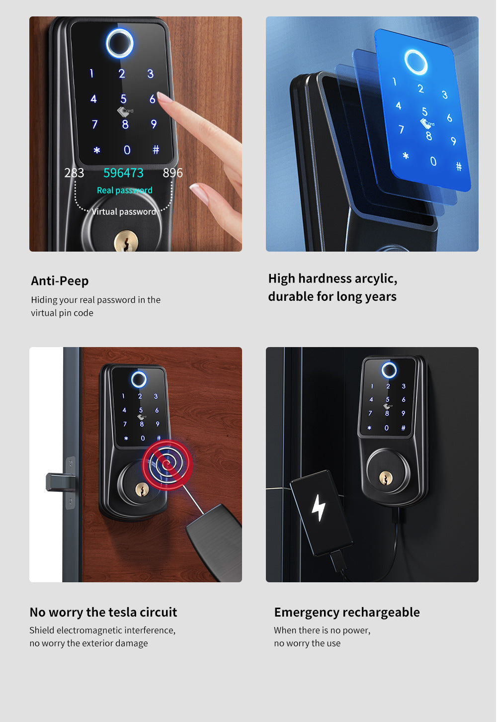 Password Fingerprint App Control Lock – Smartes Schloss mit Fingerabdruck, Passwort & App für Zuhause, Hotel & Büro