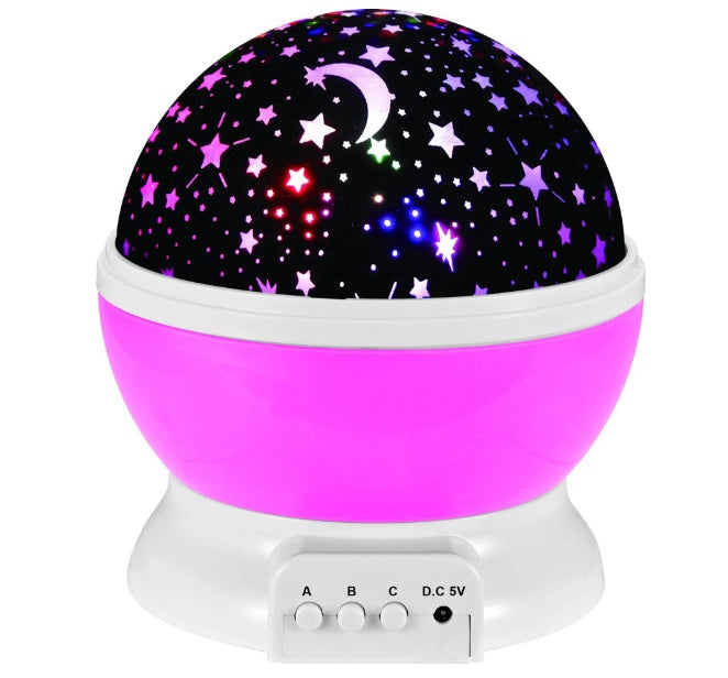 Romantischer LED Sternenprojektor – 360° Rotation, Farbwechsel & Nachtlicht | USB & Batteriebetrieb | Für Kinder & Erwachsene