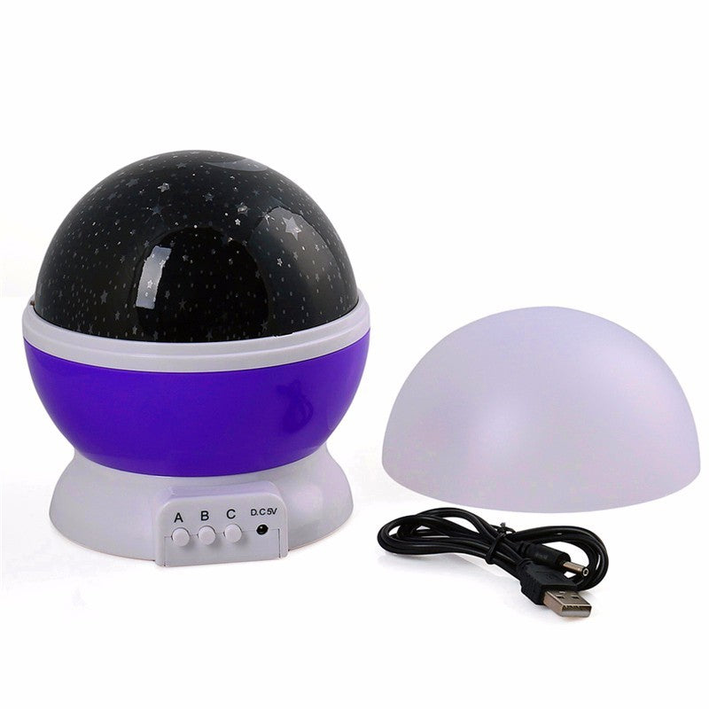 Romantischer LED Sternenprojektor – 360° Rotation, Farbwechsel & Nachtlicht | USB & Batteriebetrieb | Für Kinder & Erwachsene