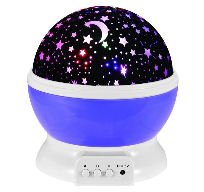 Romantischer LED Sternenprojektor – 360° Rotation, Farbwechsel & Nachtlicht | USB & Batteriebetrieb | Für Kinder & Erwachsene