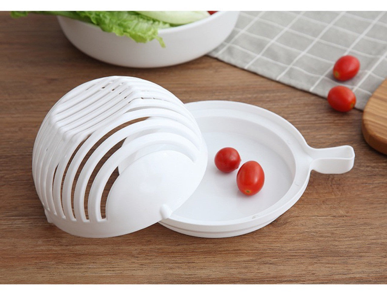 Salatschneider Schüssel – Praktische Obst- & Gemüse-Schneideschale aus BPA-freiem Kunststoff