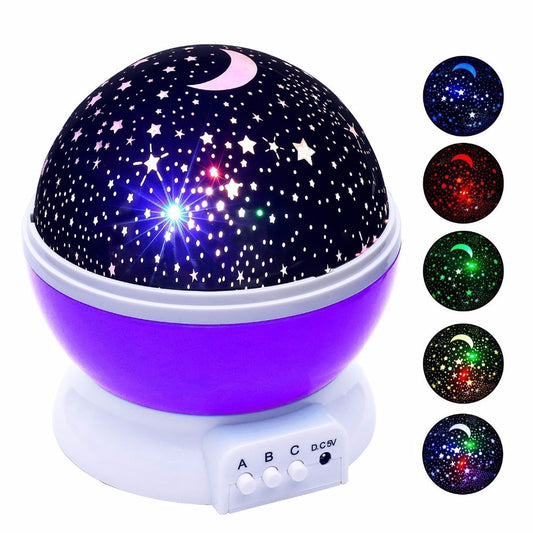 Romantischer LED Sternenprojektor – 360° Rotation, Farbwechsel & Nachtlicht | USB & Batteriebetrieb | Für Kinder & Erwachsene