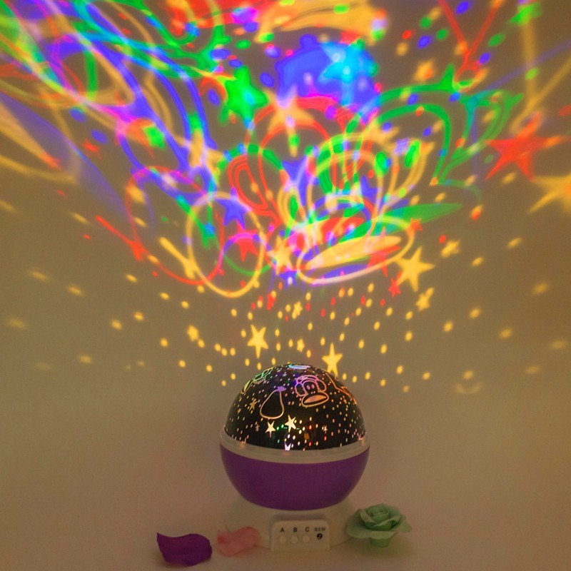 Romantischer LED Sternenprojektor – 360° Rotation, Farbwechsel & Nachtlicht | USB & Batteriebetrieb | Für Kinder & Erwachsene