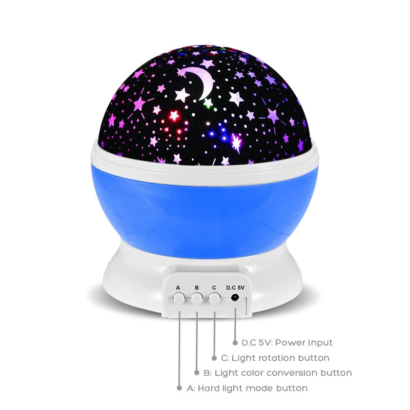 Romantischer LED Sternenprojektor – 360° Rotation, Farbwechsel & Nachtlicht | USB & Batteriebetrieb | Für Kinder & Erwachsene