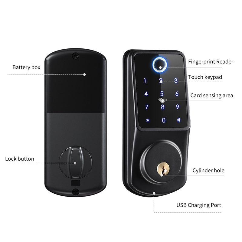 Password Fingerprint App Control Lock – Smartes Schloss mit Fingerabdruck, Passwort & App für Zuhause, Hotel & Büro