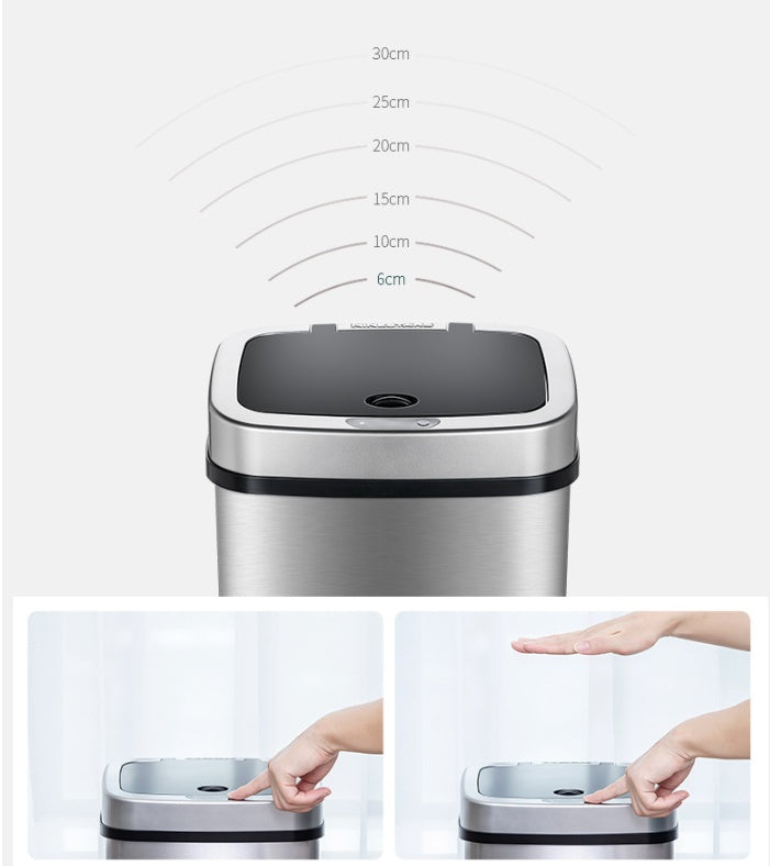 Intelligenter Sensor-Mülleimer aus Edelstahl – Automatischer Abfalleimer für Küche, Bad & Büro (12L)