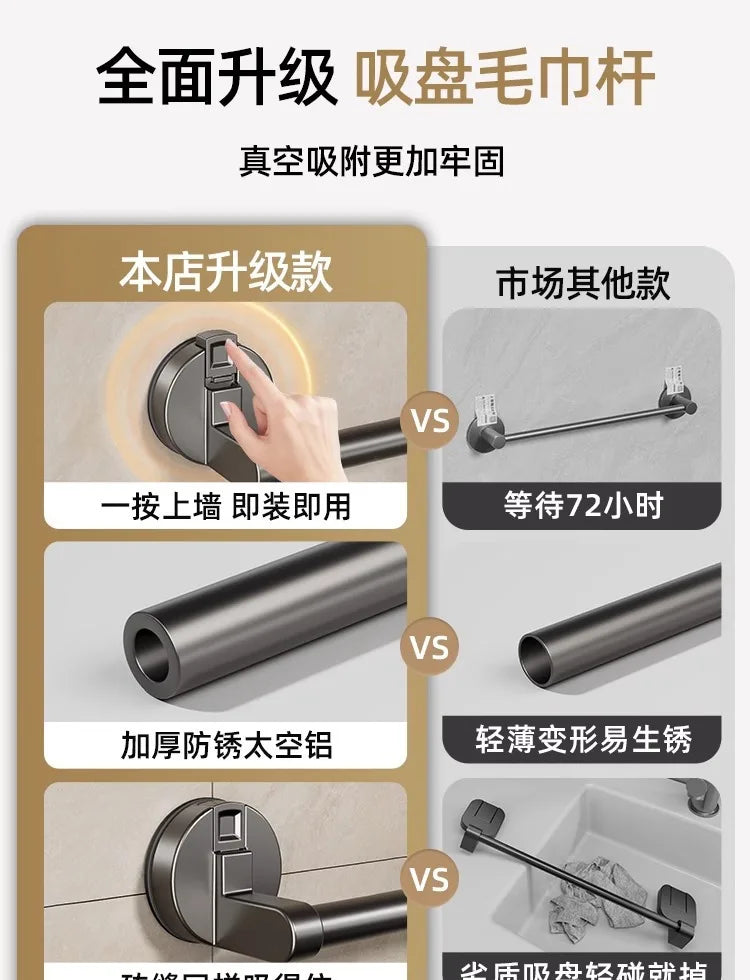 Bohrfreier Handtuchhalter mit Saugnapf – Wandmontage für Badezimmer