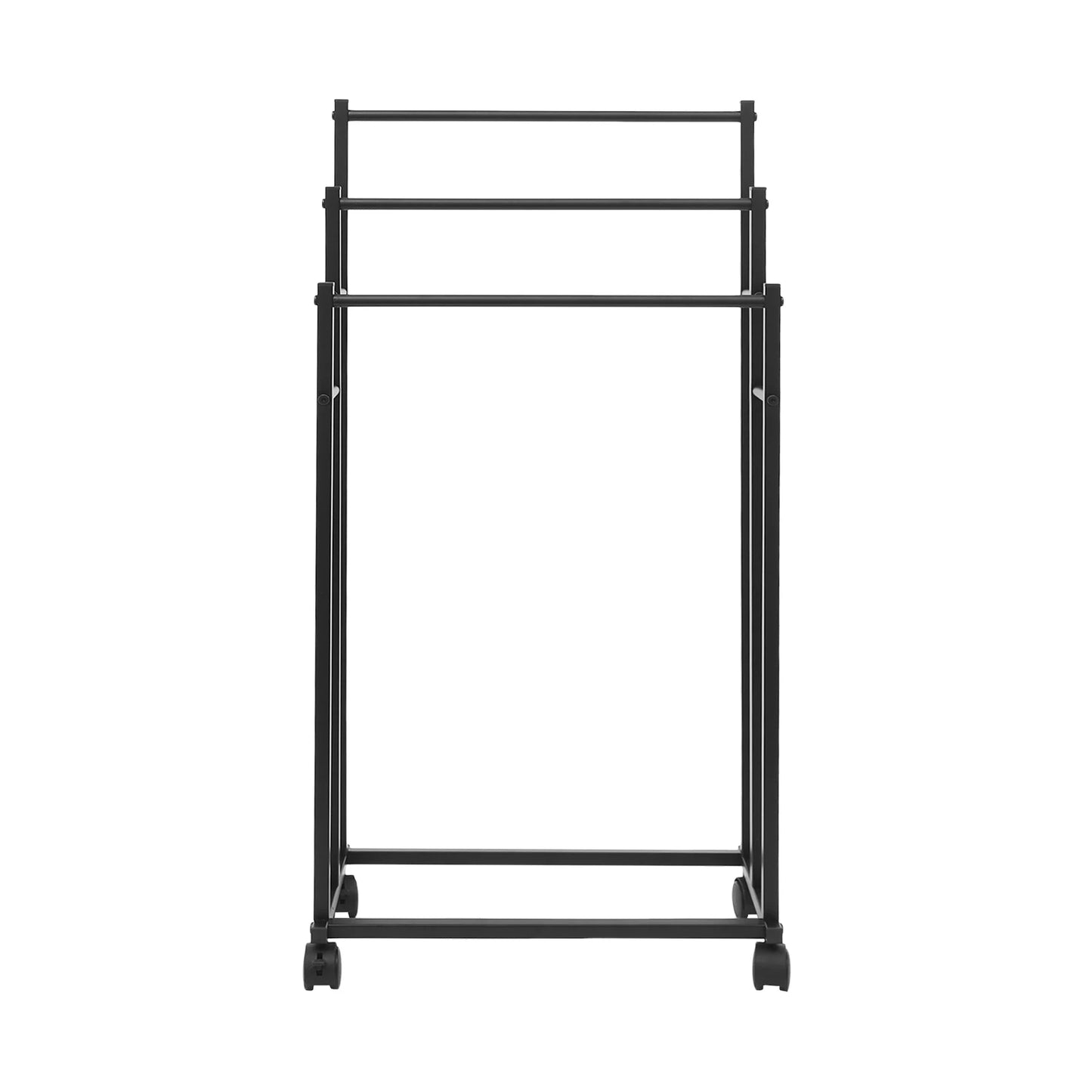 Freistehender Handtuchhalter mit Rollen – 3-stufiges Metall-Handtuchregal in Schwarz (66–86 cm)