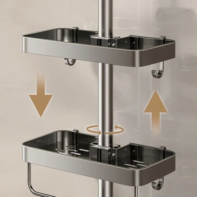 Eck-Duschregal ohne Bohren aus Aluminium – Shampoo- & Duschgelhalter für Duschstangen (19–25 mm)