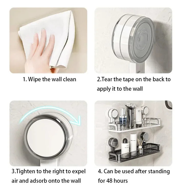 Bohrfreies Wandregal mit Saugnapf – Duschgel- & Kosmetikhalter für Bad, Küche & Waschraum