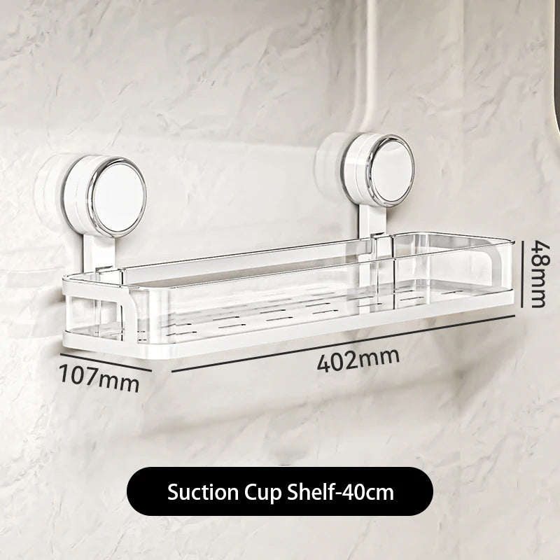 Bohrfreies Wandregal mit Saugnapf – Duschgel- & Kosmetikhalter für Bad, Küche & Waschraum