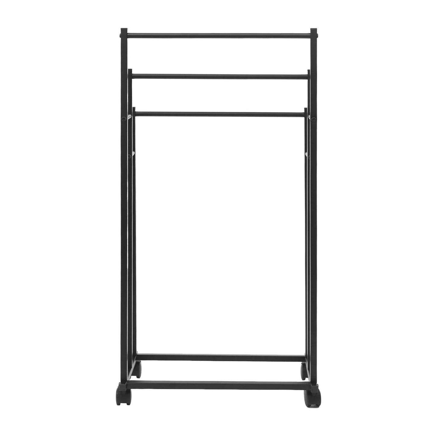 Freistehender Handtuchhalter mit Rollen – 3-stufiges Metall-Handtuchregal in Schwarz (66–86 cm)