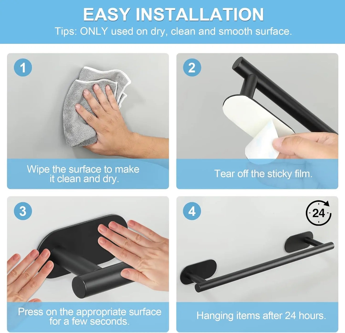 Bohrfreier Badezimmer-Handtuchhalter aus Edelstahl – Ausziehbar 40–59 cm