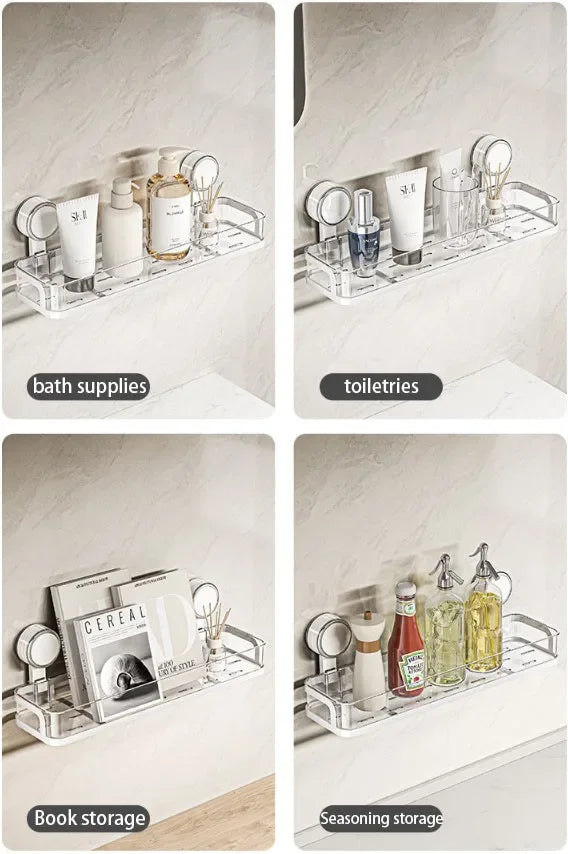 Bohrfreies Wandregal mit Saugnapf – Duschgel- & Kosmetikhalter für Bad, Küche & Waschraum