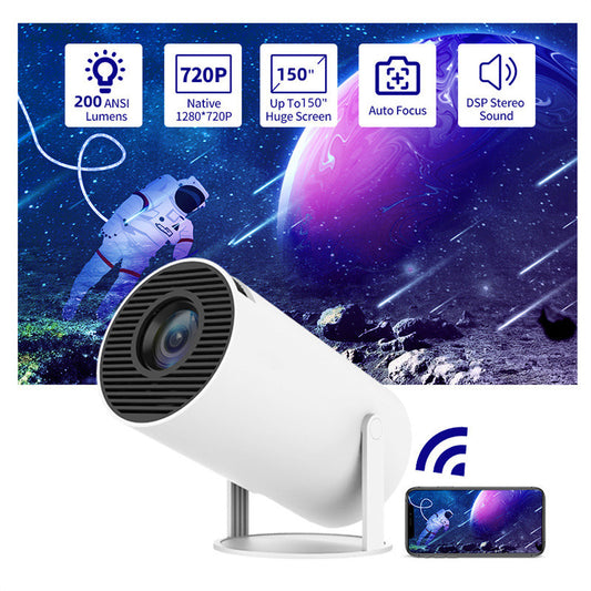 Tragbarer Mini-Projektor HY300 – 180° Drehung, 4K-Unterstützung & 5G WiFi | Kompaktes Heimkino für Zuhause & unterwegs