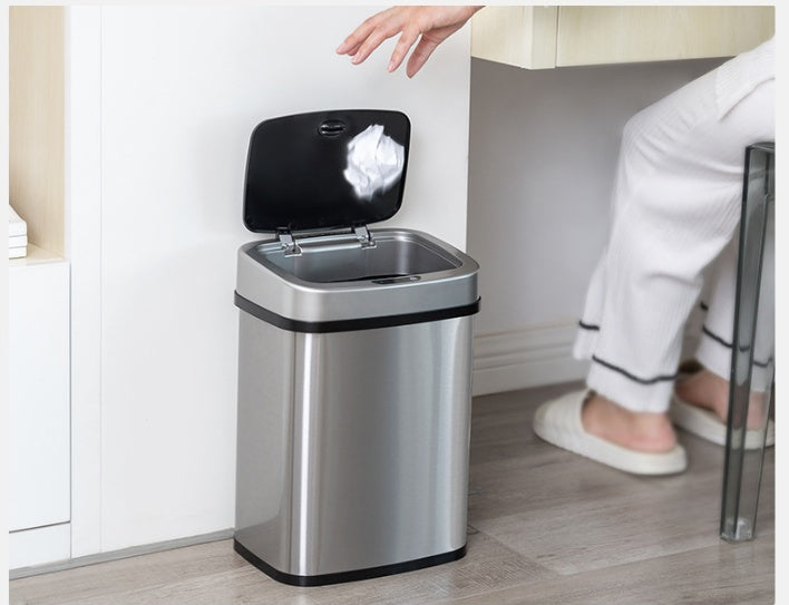 Intelligenter Sensor-Mülleimer aus Edelstahl – Automatischer Abfalleimer für Küche, Bad & Büro (12L)
