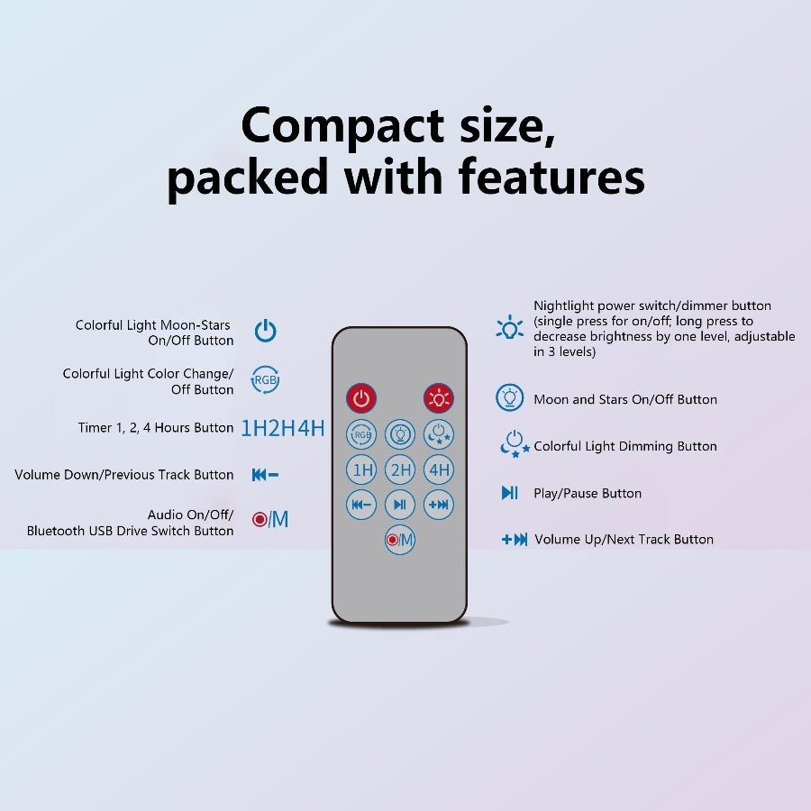 Sternenhimmel-Atmosphärenlicht mit Bluetooth-Lautsprecher – Musiksteuerung, RGB-Beleuchtung & Timer-Funktion