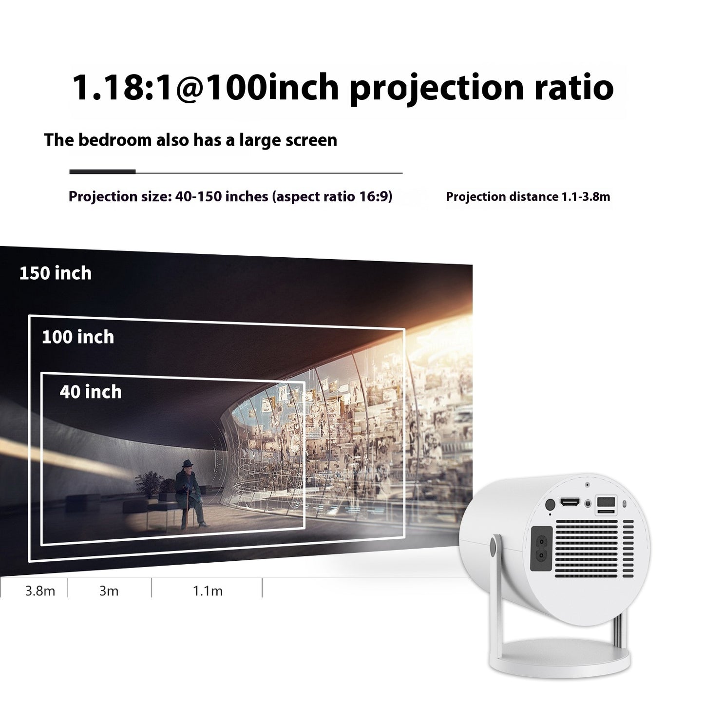 Tragbarer Mini-Projektor HY300 – 180° Drehung, 4K-Unterstützung & 5G WiFi | Kompaktes Heimkino für Zuhause & unterwegs
